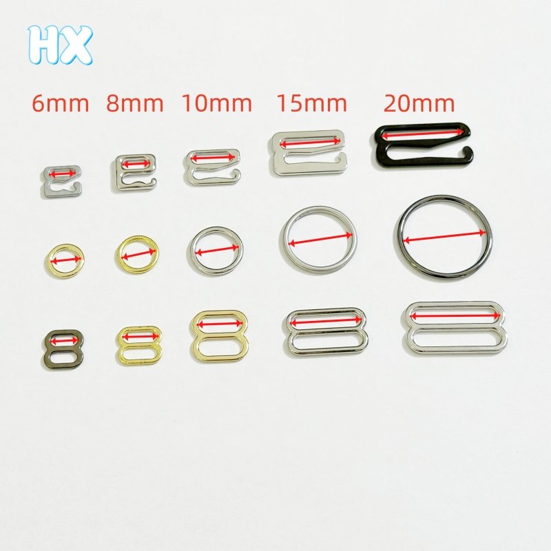 Eco-Friendly Gold Silver 12mm 15mm Bikini Swimsuit Strap Connectors Ring Slider Hook Buckle