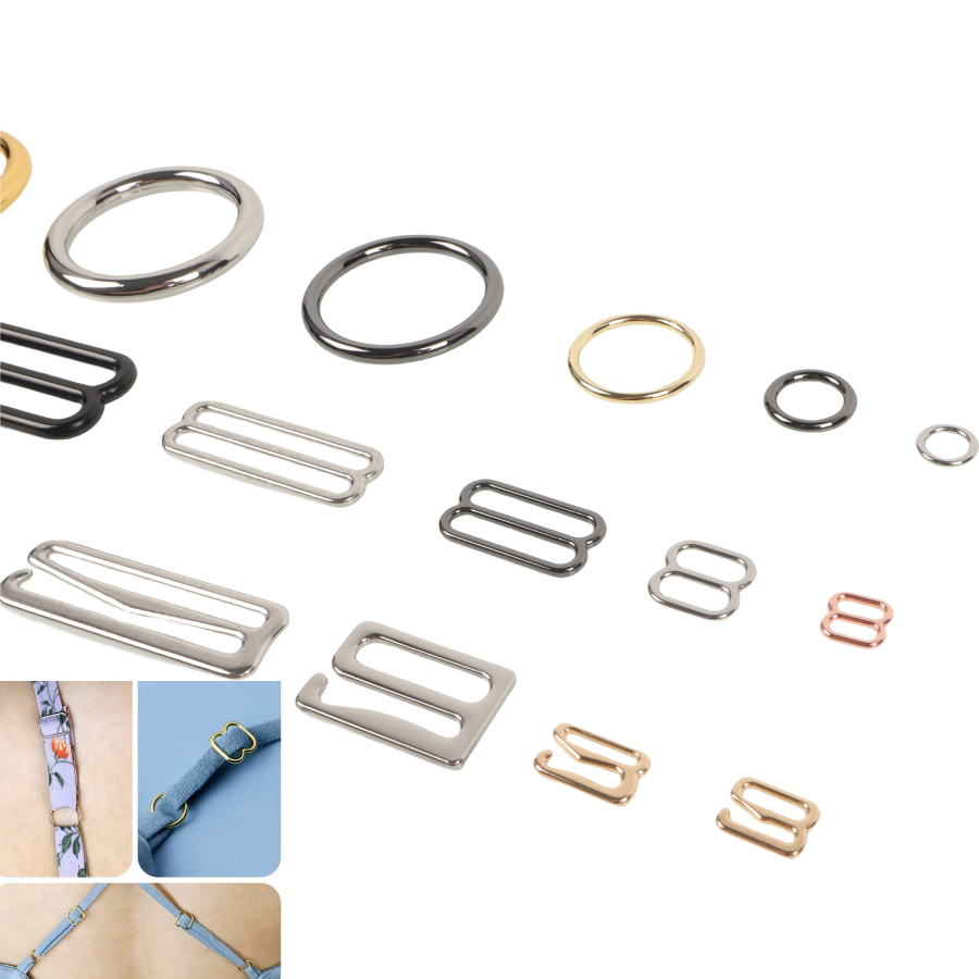 Eco-Friendly Gold Silver 12mm 15mm Bikini Swimsuit Strap Connectors Ring Slider Hook Buckle