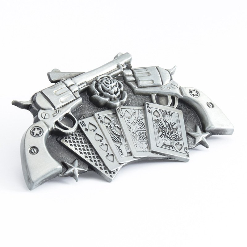 Manufacturers Euramerican Fashion Guns And Poker Belt Buckle Custom Western Cowboy Zinc Alloy Metal Belt Buckles