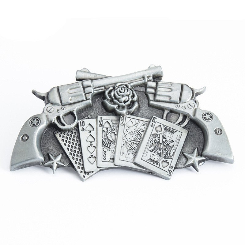 Manufacturers Euramerican Fashion Guns And Poker Belt Buckle Custom Western Cowboy Zinc Alloy Metal Belt Buckles