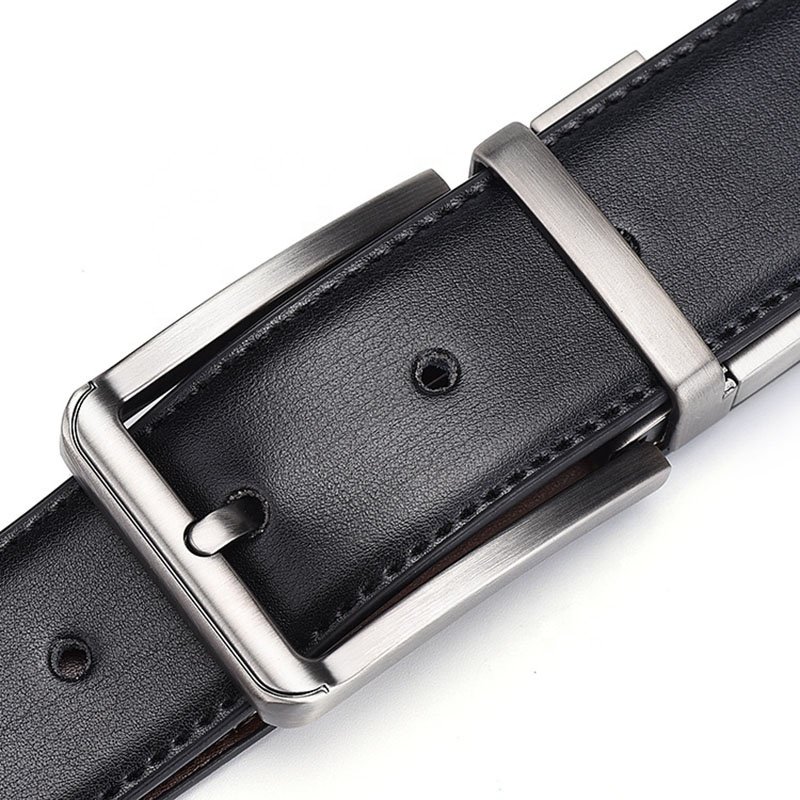 Men's leather belt business double-sided needle reversible buckle casual split leather belt cowhide belt