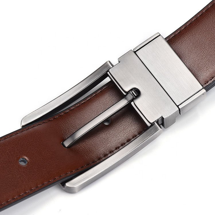 Men's leather belt business double-sided needle reversible buckle casual split leather belt cowhide belt