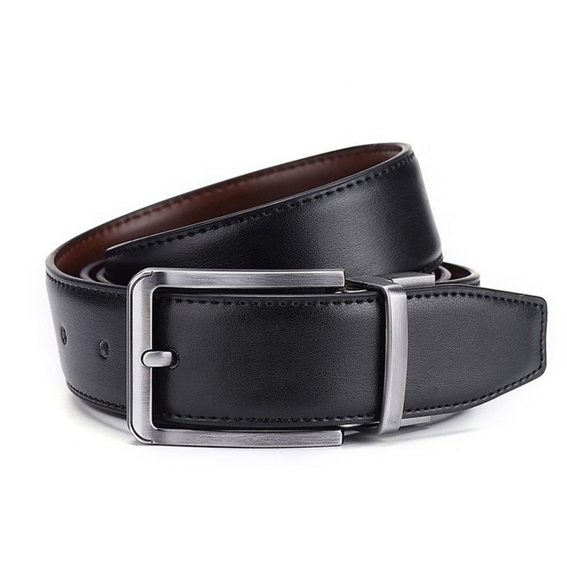 Men's leather belt business double-sided needle reversible buckle casual split leather belt cowhide belt