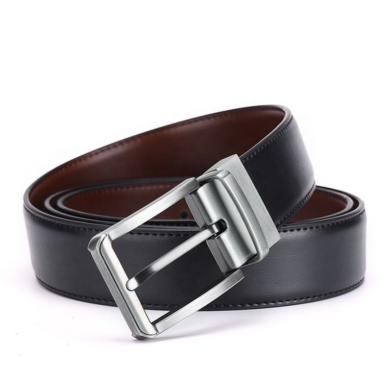 Men's leather belt business double-sided needle reversible buckle casual split leather belt cowhide belt
