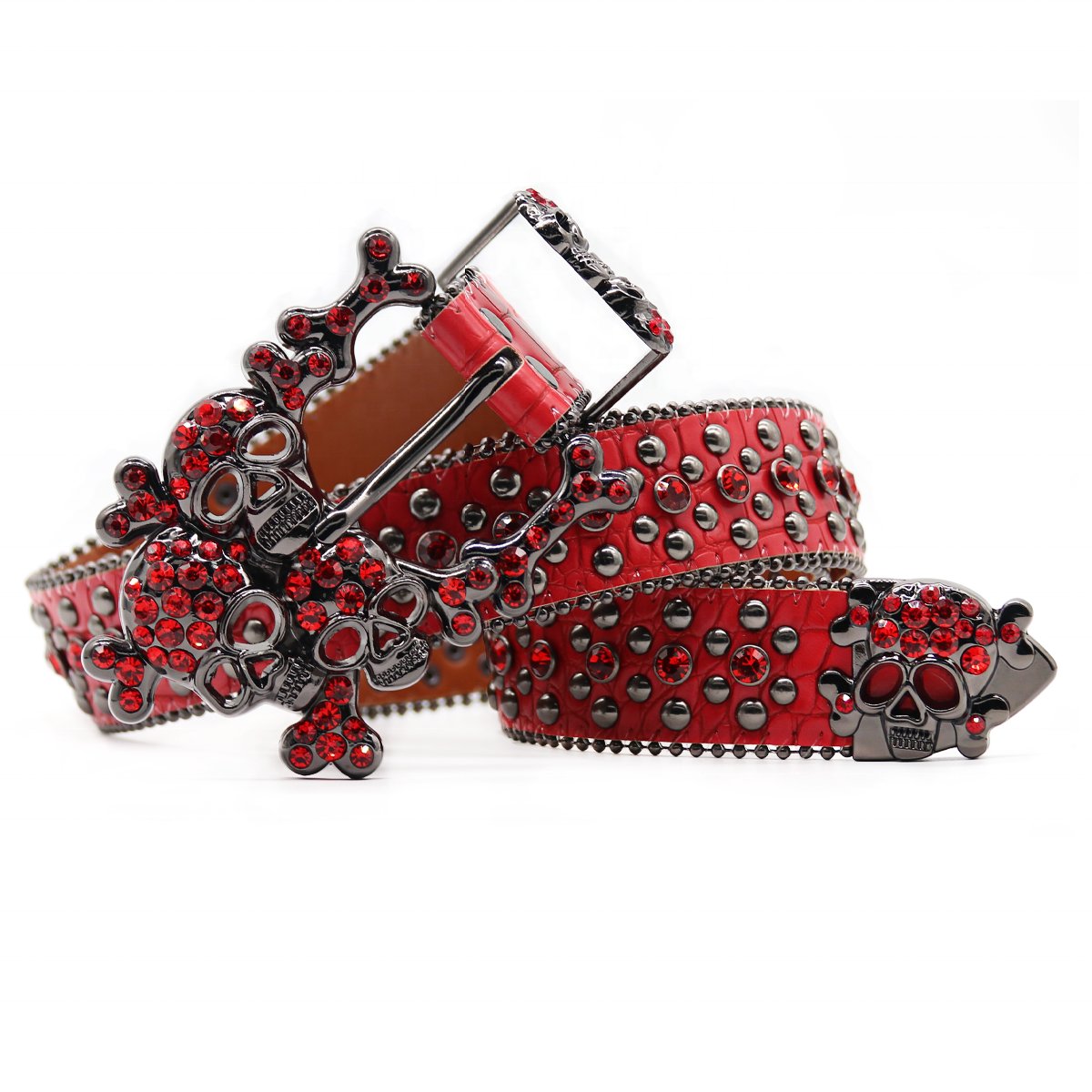 Western Rhinestone Belt for Men with Skeleton Head Buckle Hip Hop Punk Fashion Trend Designer for Men's Belt