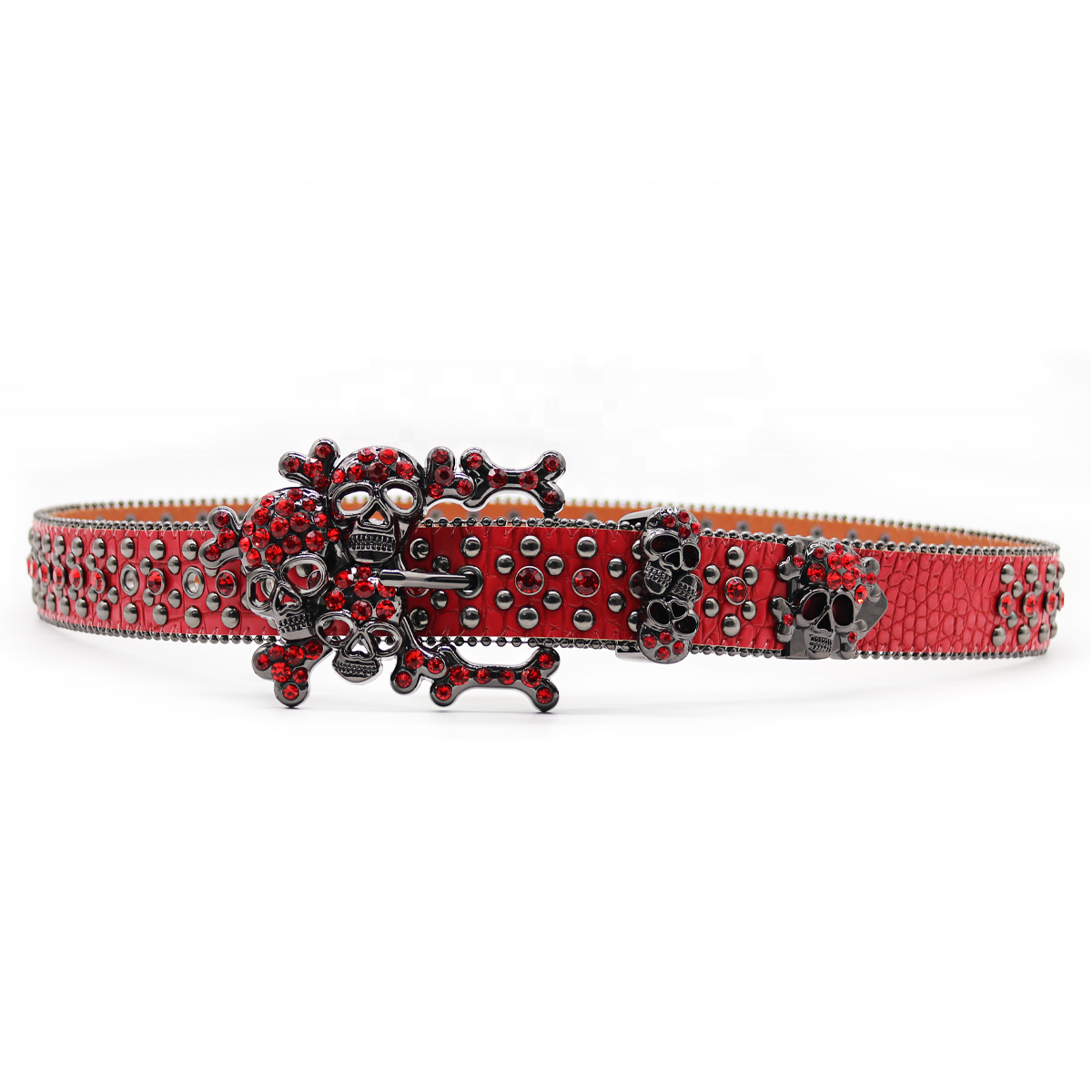 Western Rhinestone Belt for Men with Skeleton Head Buckle Hip Hop Punk Fashion Trend Designer for Men's Belt