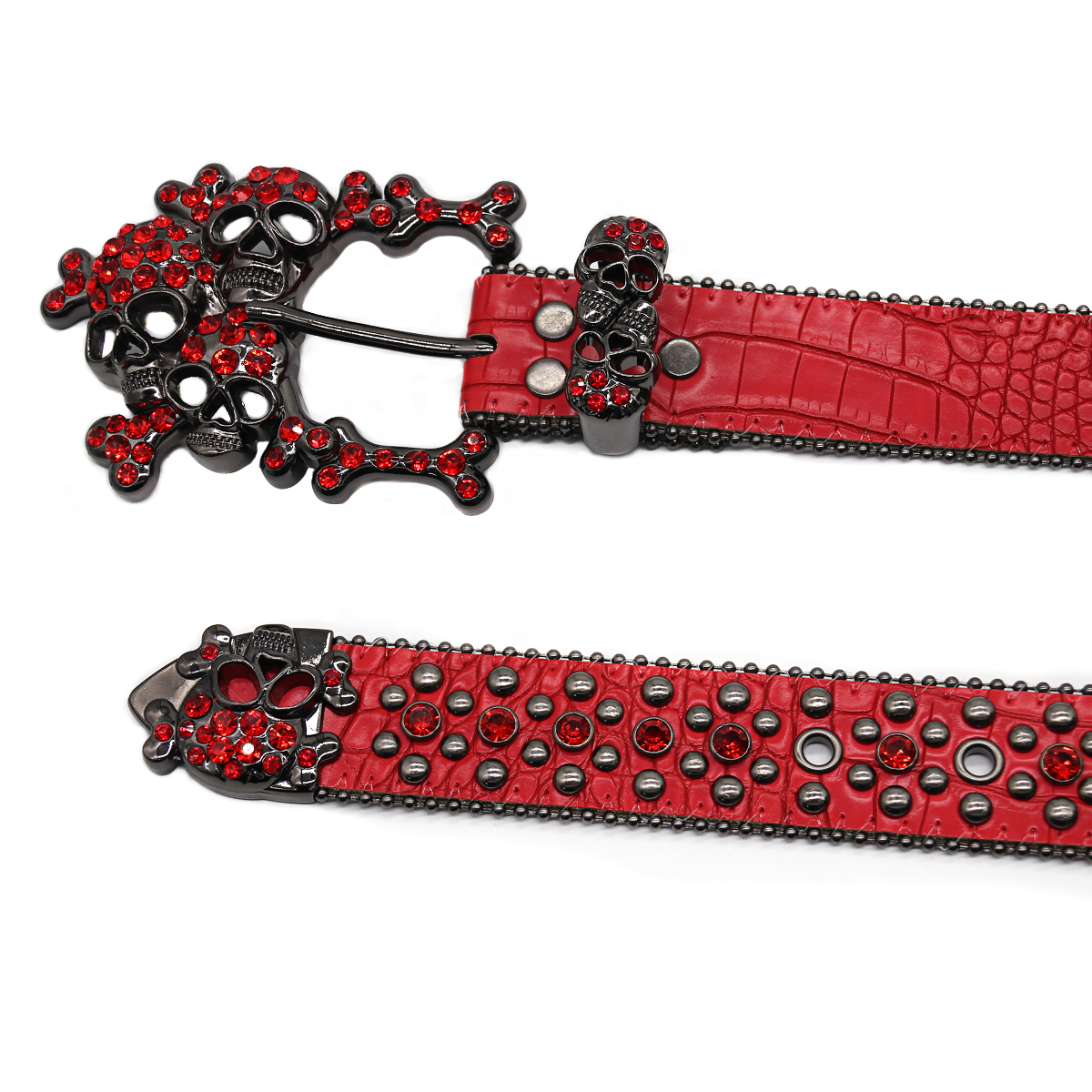 Western Rhinestone Belt for Men with Skeleton Head Buckle Hip Hop Punk Fashion Trend Designer for Men's Belt
