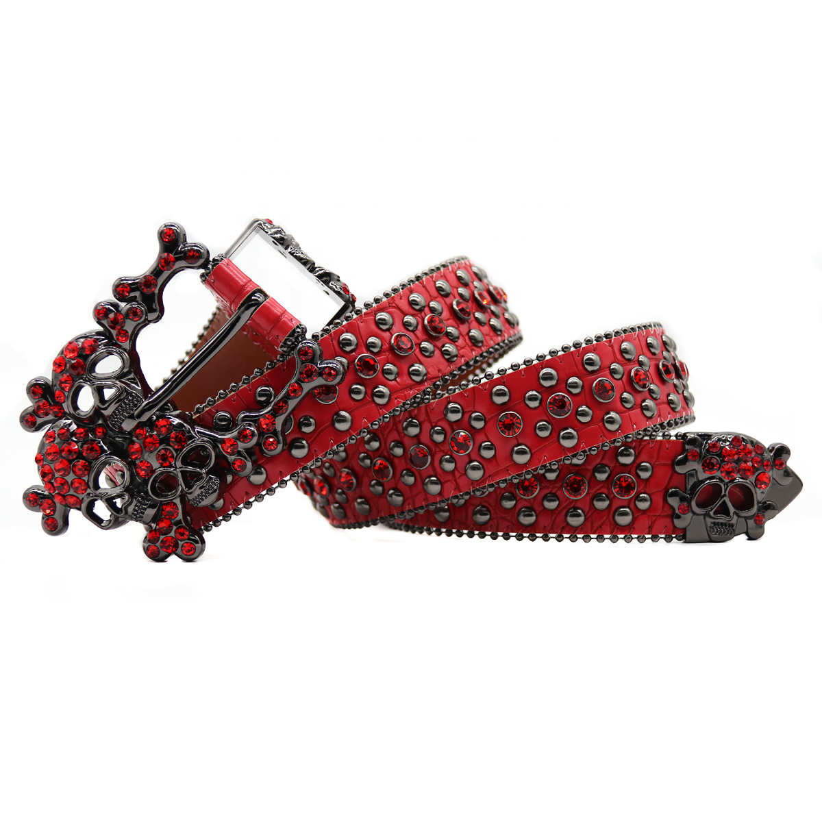 Western Rhinestone Belt for Men with Skeleton Head Buckle Hip Hop Punk Fashion Trend Designer for Men's Belt