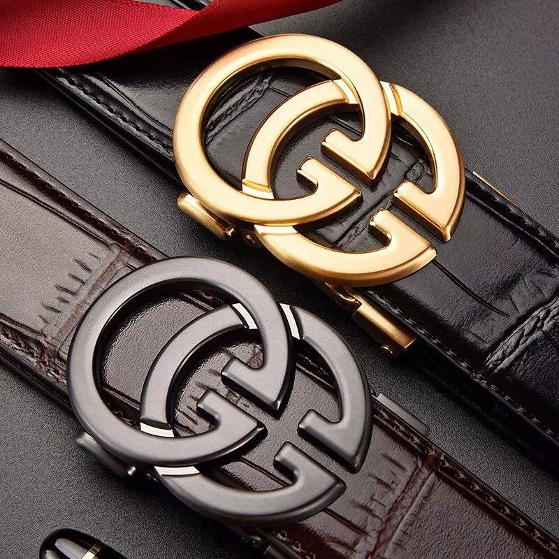 Designer Brand G Classic Design Belt For Men Alligator Genuine Leather Automatic Letter Buckle Belt Casual Business