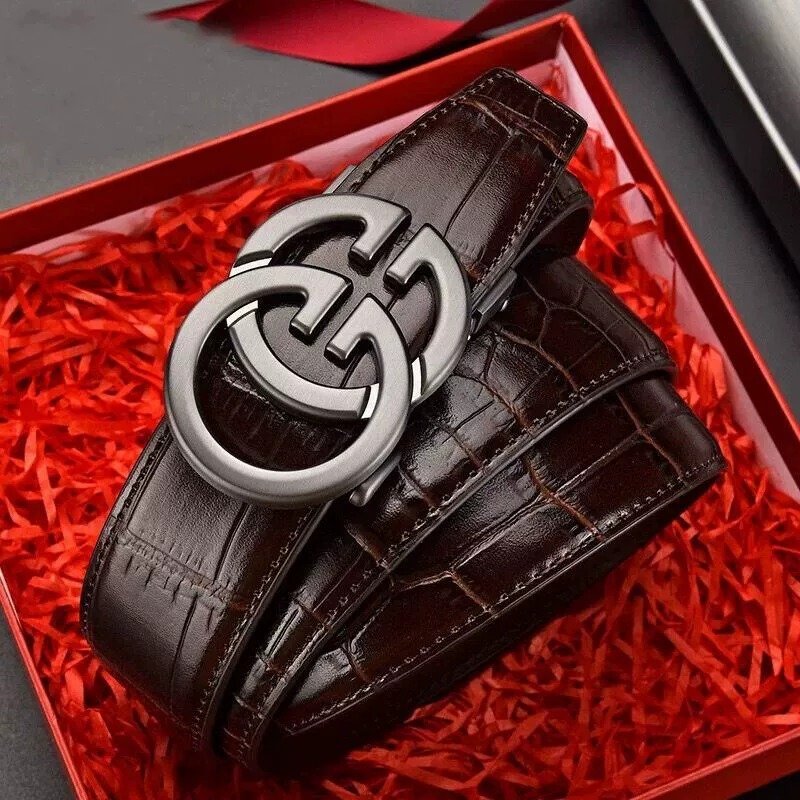 Designer Brand G Classic Design Belt For Men Alligator Genuine Leather Automatic Letter Buckle Belt Casual Business