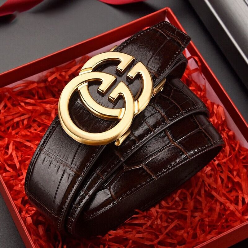 Designer Brand G Classic Design Belt For Men Alligator Genuine Leather Automatic Letter Buckle Belt Casual Business