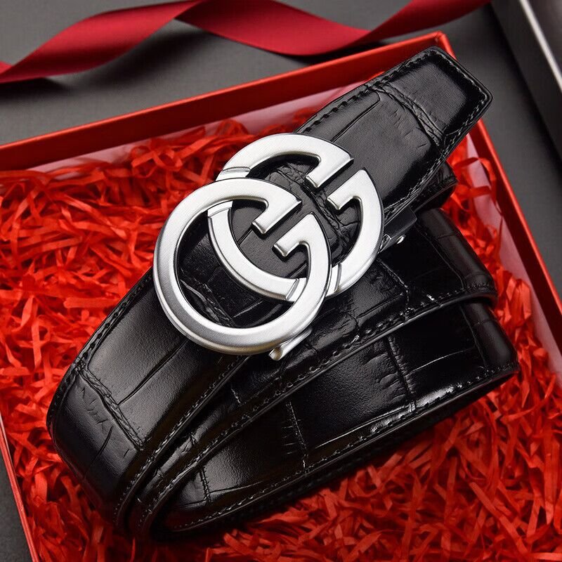 Designer Brand G Classic Design Belt For Men Alligator Genuine Leather Automatic Letter Buckle Belt Casual Business
