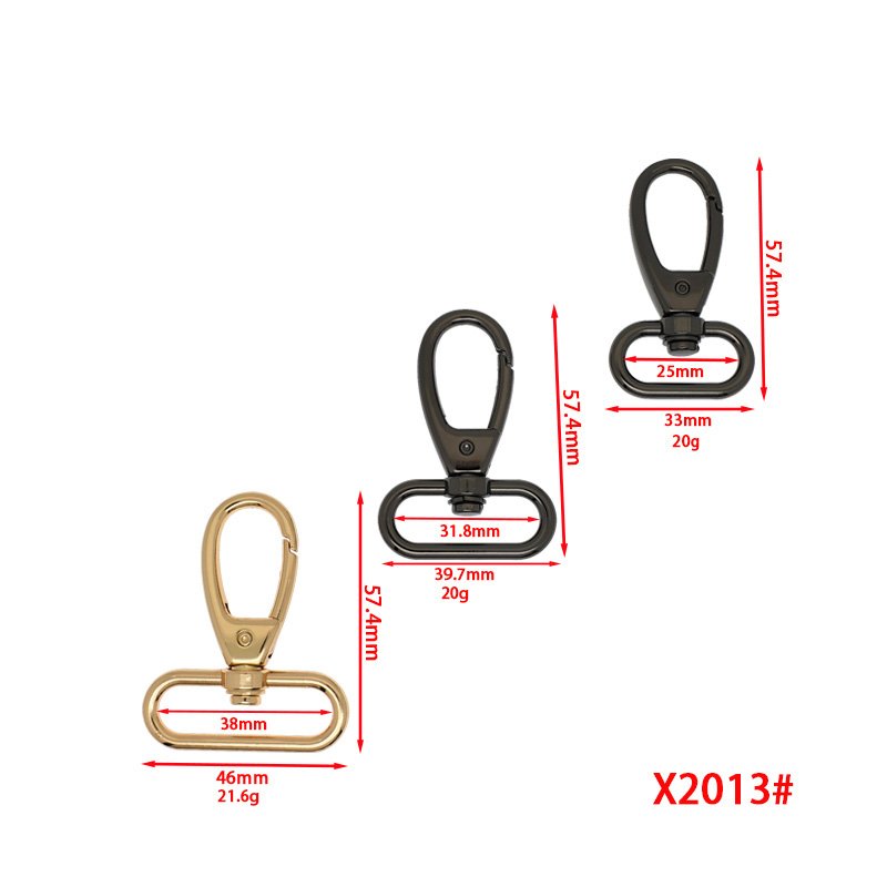 Spot goods high quality gun black Carabiner hook 25/32/38mm Metal Bag Strap Buckle Woven belt buckle Lobster clasp