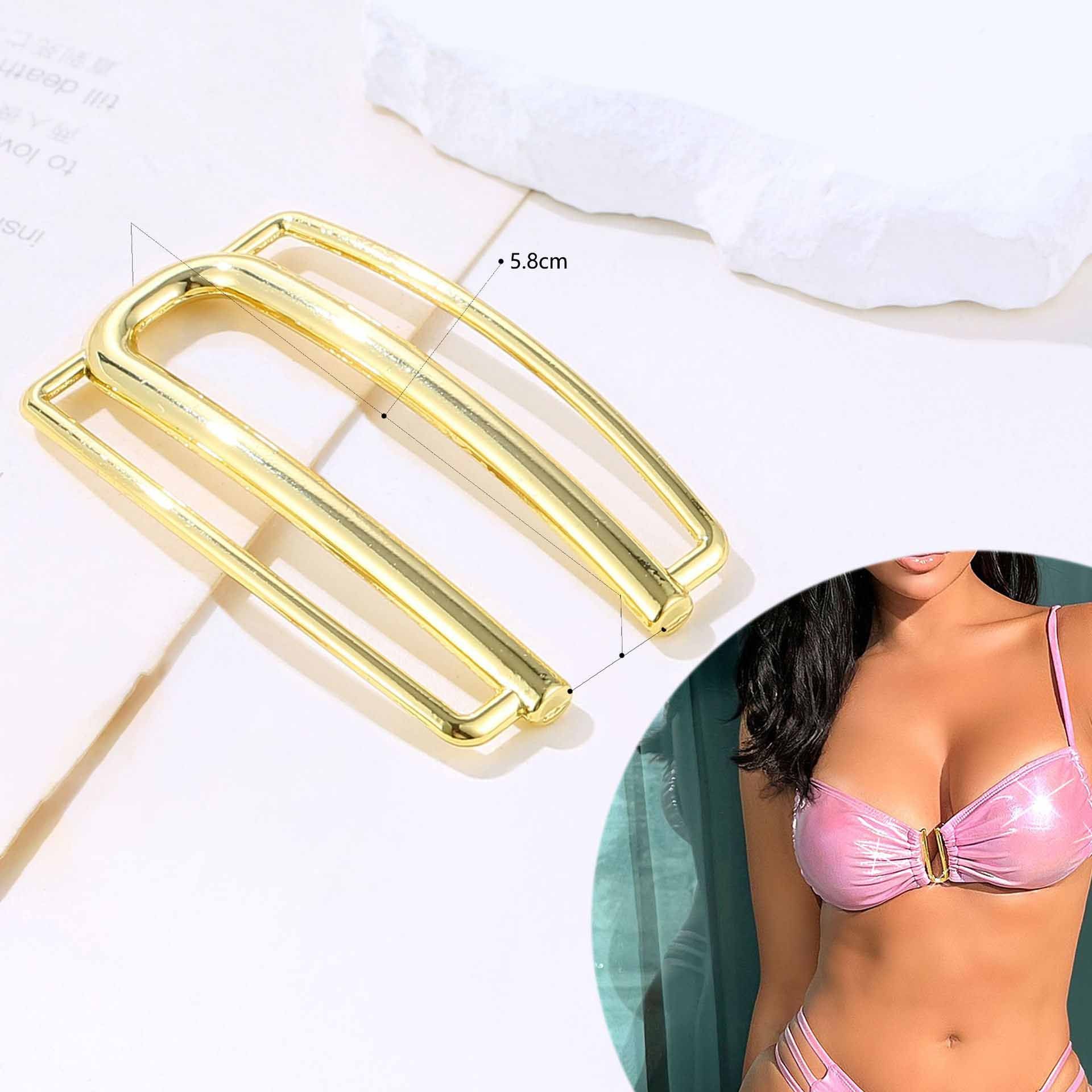 JFS014 Swimwear Metal Accessories Bikini Underwear Lemon Gold Color U Buckles Clasps