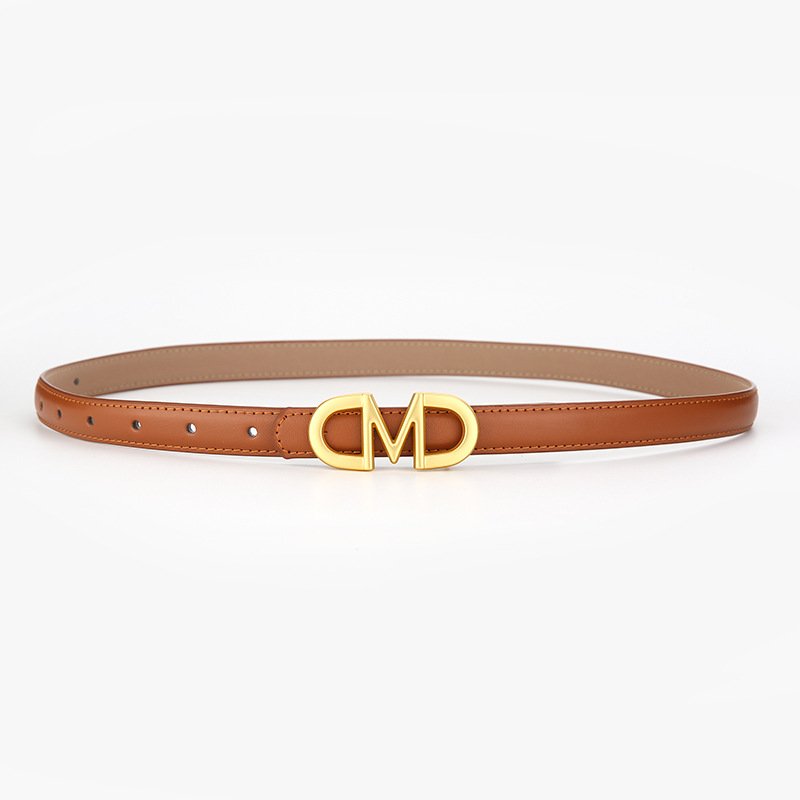 Wanshui wholesale women's thin belt vintage brand designer belt letter buckle pu leather pin buckle versatile casual ladies belt
