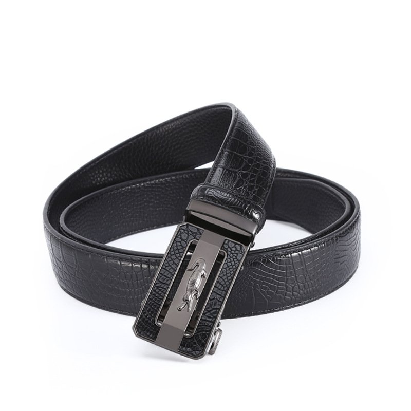 Designer Crocodile belt youth casual men's individual alloy automatic buckle fashion high-end taste