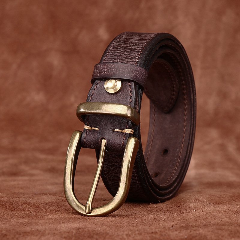 Custom brand printing logo luxury genuine leather belt for men with black stainless steel buckle