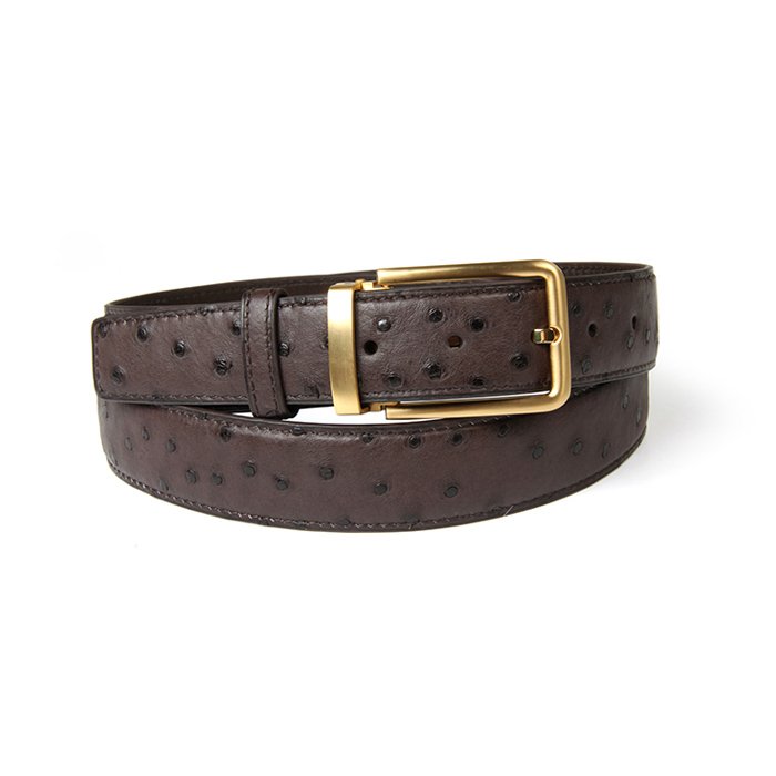 OEM ODM Customized Logo Designer High Quality Genuine Real Ostrich Skin Leather Business Belt Luxury Belt With Buckle For Men