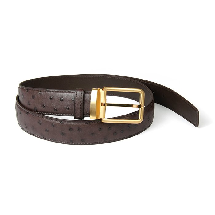 OEM ODM Customized Logo Designer High Quality Genuine Real Ostrich Skin Leather Business Belt Luxury Belt With Buckle For Men