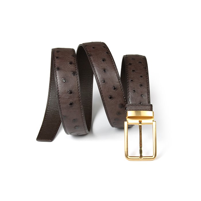 OEM ODM Customized Logo Designer High Quality Genuine Real Ostrich Skin Leather Business Belt Luxury Belt With Buckle For Men
