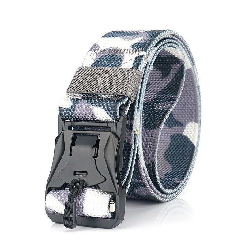Canvas Nylon Belt Adjustable Heavy Duty Webbing Belt with Quick Release Magnetic Buckle