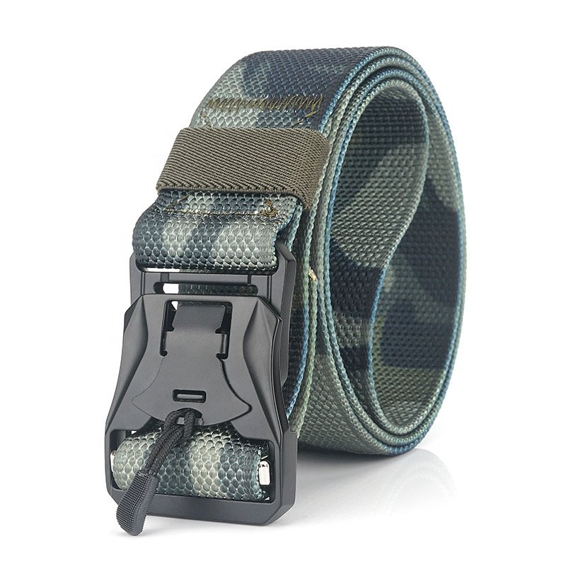 Canvas Nylon Belt Adjustable Heavy Duty Webbing Belt with Quick Release Magnetic Buckle