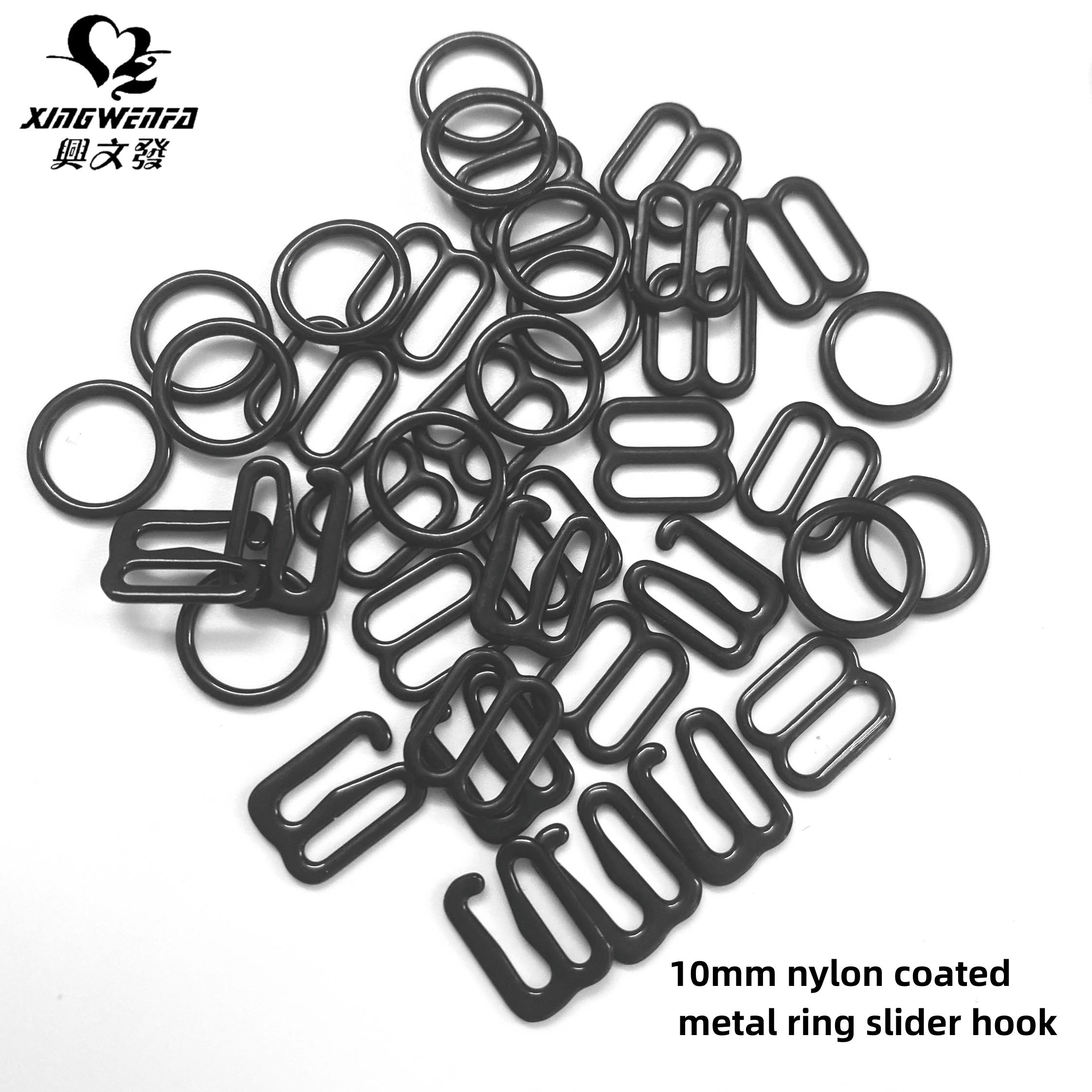 Underwear accessories Eco friendly OEKO 10mm Nylon coated metal buckle bra strap adjuster ring slider hook