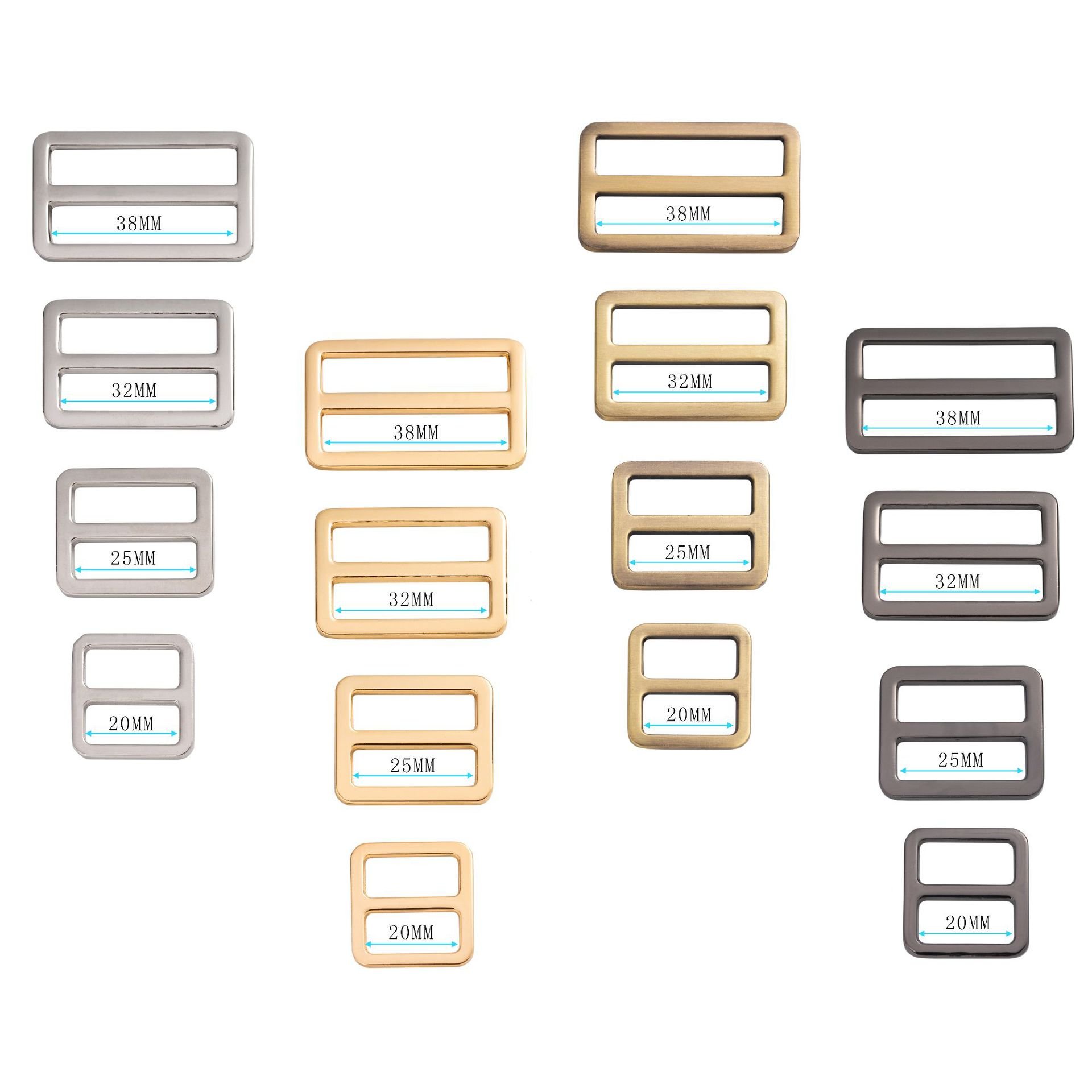 Factory Direct Metal Tri Glide Slide Middle Center Bar Adjuster Buckle for Bag Parts Accessories Strap Belt Webbing 25/32mm