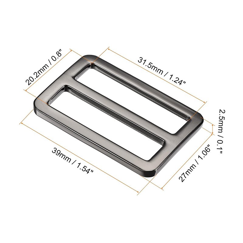 Factory Direct Metal Tri Glide Slide Middle Center Bar Adjuster Buckle for Bag Parts Accessories Strap Belt Webbing 25/32mm