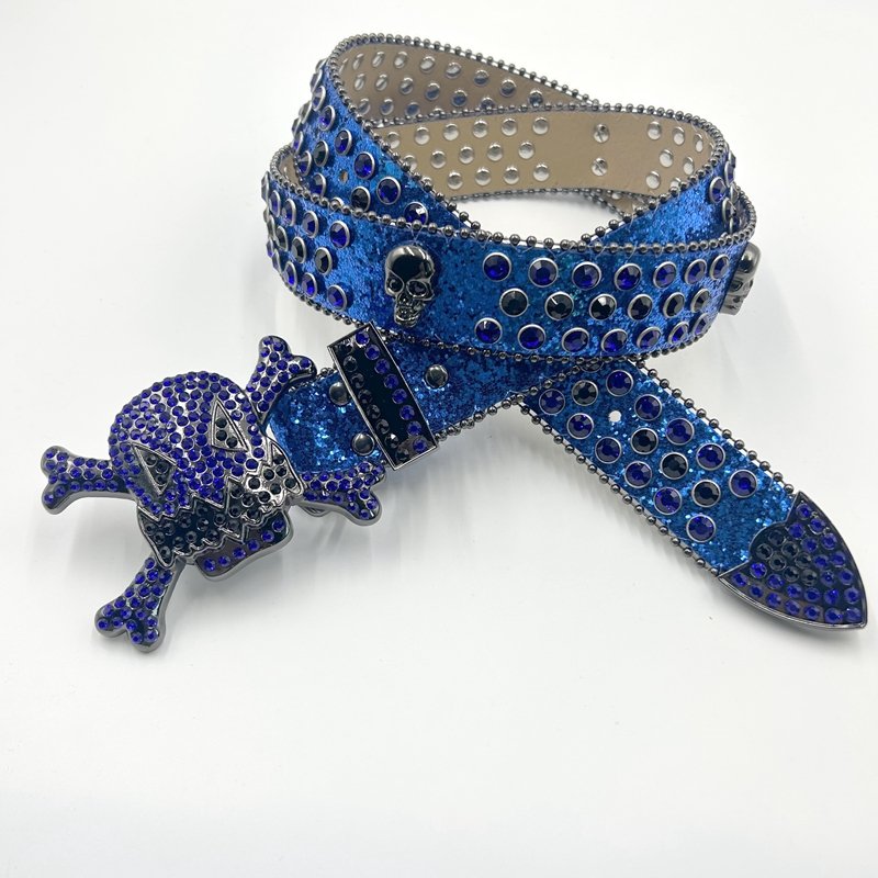 Blingbling skull buckle for cowboy belt PU accessories western men and women Rhinestone BB belt classical style