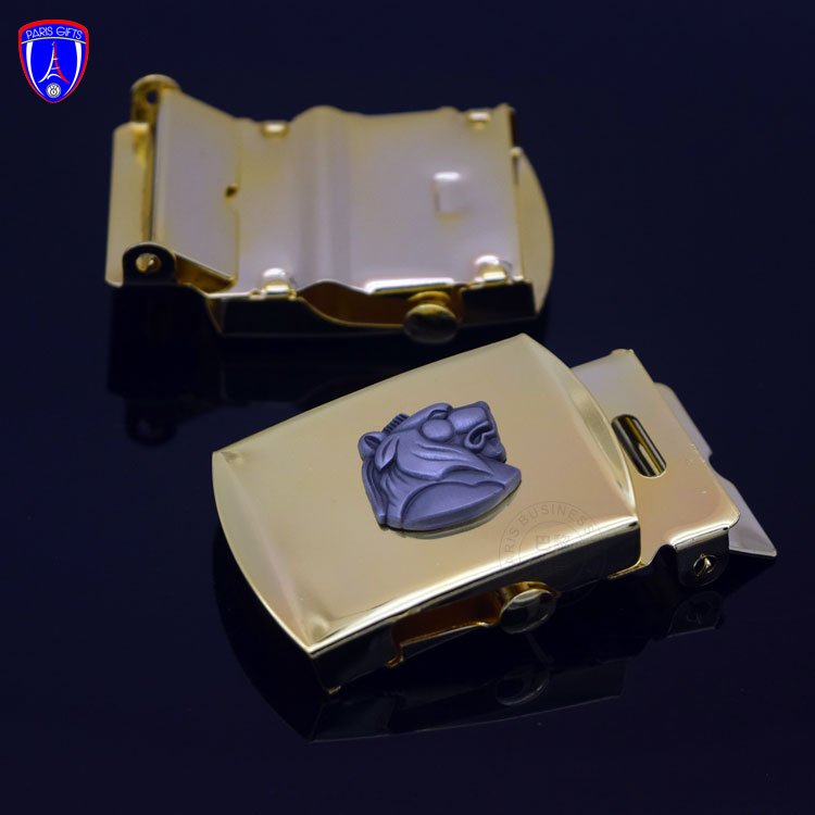France cowboy belt buckle woman with custom 3D Lion Logo customised gold blank belt buckle 40 mm