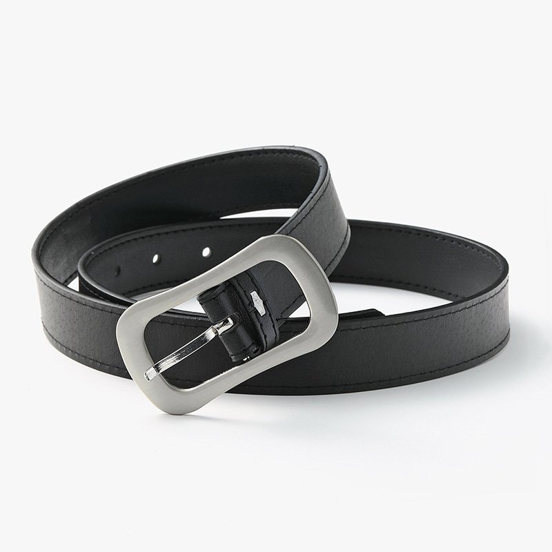 2024 New Casual Belt Men's Two-layer Cowhide Retro Pin Buckle Belt Business Korean Jeans Men Belt