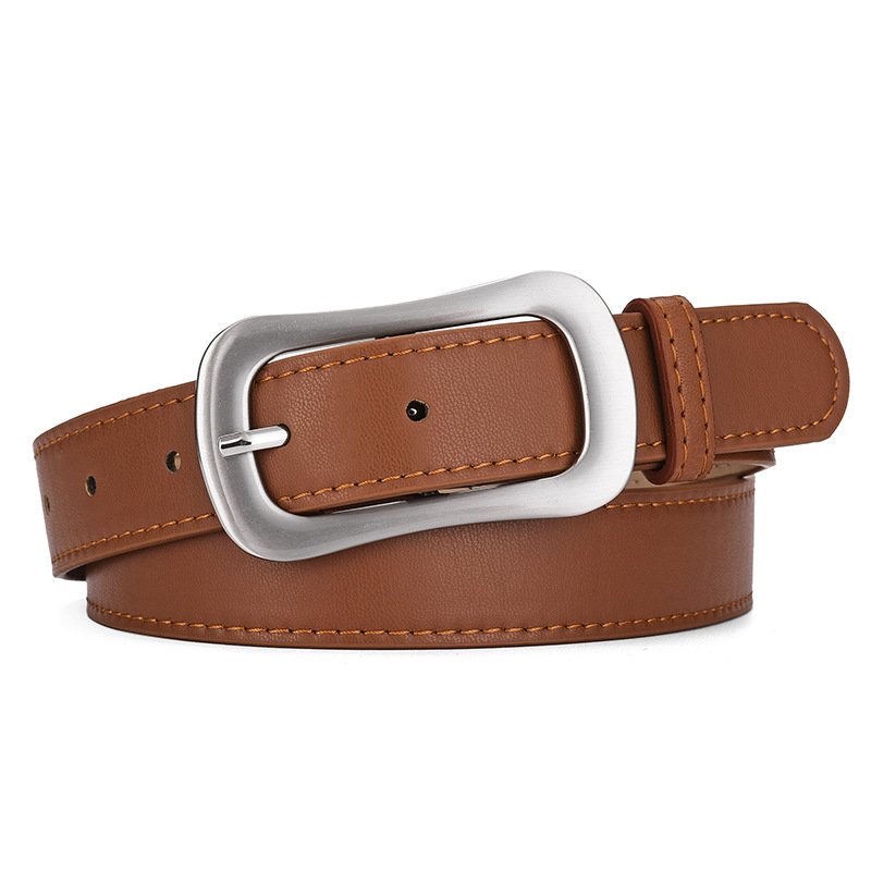 2024 New Casual Belt Men's Two-layer Cowhide Retro Pin Buckle Belt Business Korean Jeans Men Belt