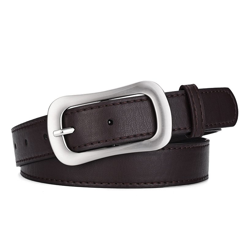 2024 New Casual Belt Men's Two-layer Cowhide Retro Pin Buckle Belt Business Korean Jeans Men Belt