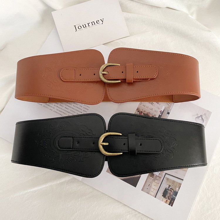 Women's Fashion Vintage Belt Wide Elastic Stretch Waist Belt With Interlock Buckle Halloween Belt