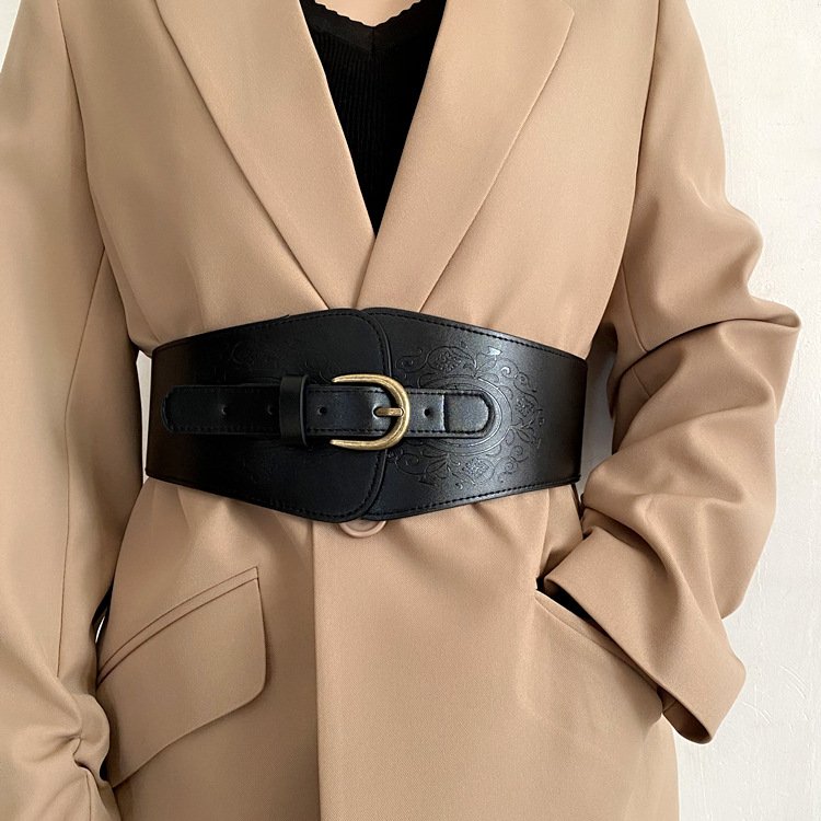Women's Fashion Vintage Belt Wide Elastic Stretch Waist Belt With Interlock Buckle Halloween Belt