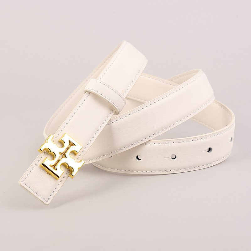 Women's Simple Elegant PU Leather Belt Retro Fashion Alloy Buckle Waistband Girls Versatile Fine Elastic Belt