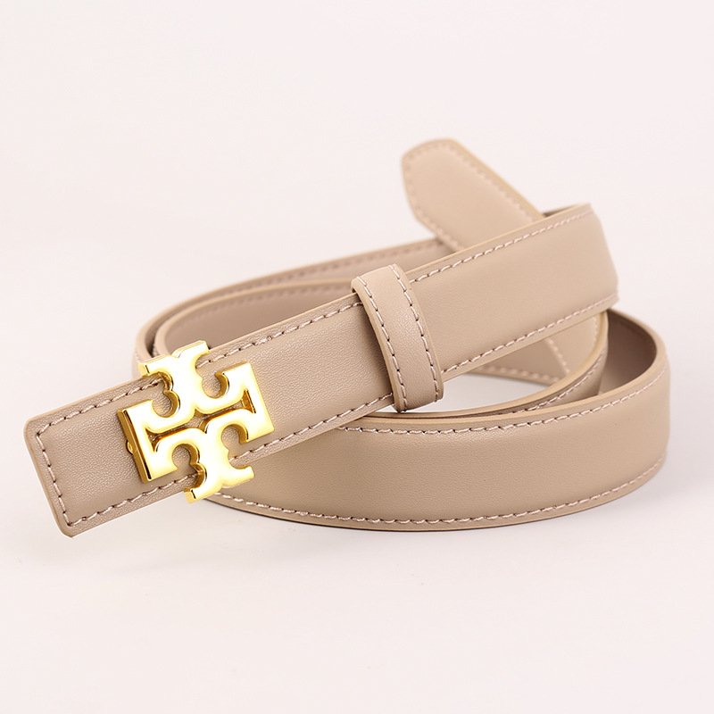 Women's Simple Elegant PU Leather Belt Retro Fashion Alloy Buckle Waistband Girls Versatile Fine Elastic Belt
