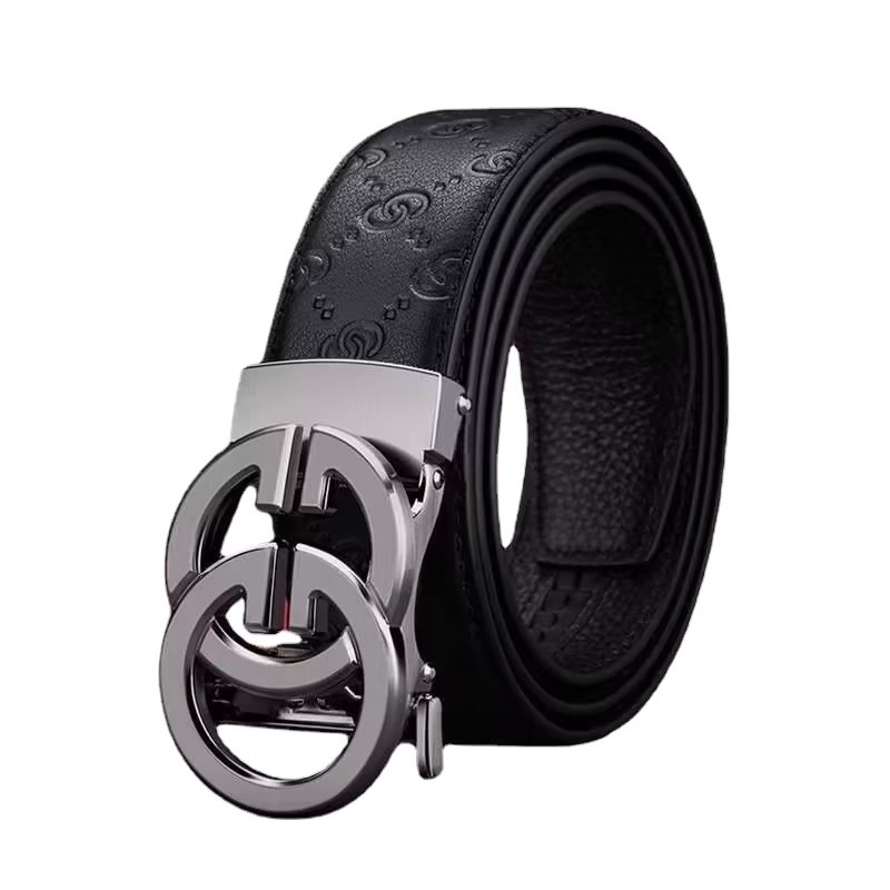 Men's Leather Belts Genuine Leather Automatic Buckle Belts New Alphabet Buckle Belt for Man