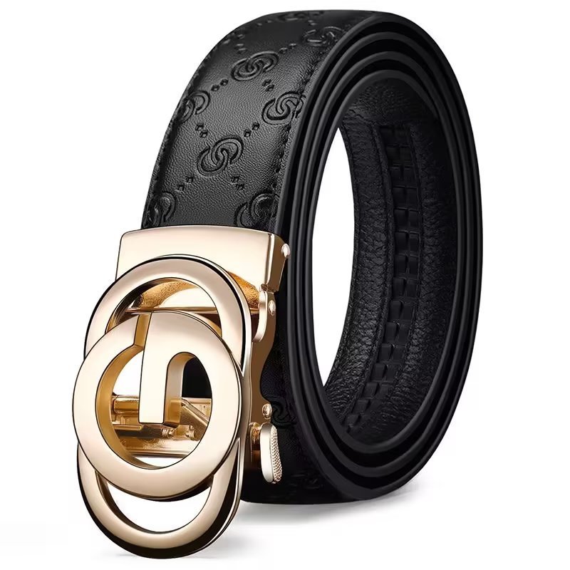 Men's Leather Belts Genuine Leather Automatic Buckle Belts New Alphabet Buckle Belt for Man
