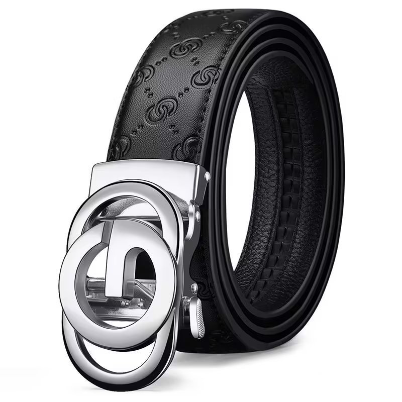 Men's Leather Belts Genuine Leather Automatic Buckle Belts New Alphabet Buckle Belt for Man