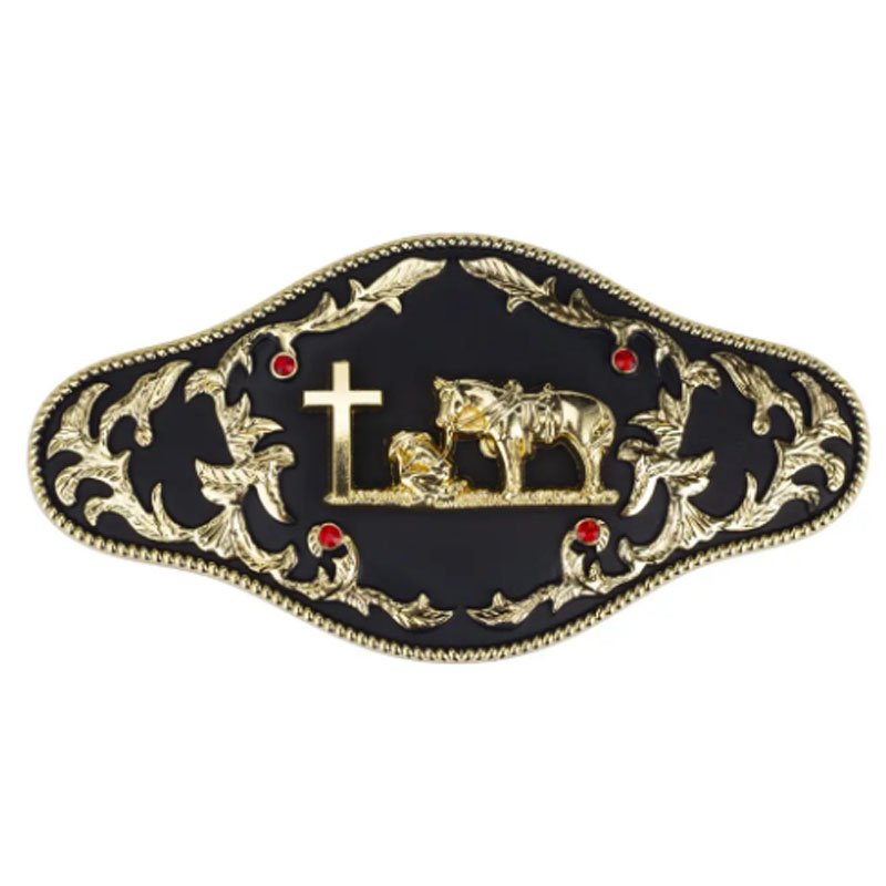Silver and gold two-tone belt buckle Western style belt buckle