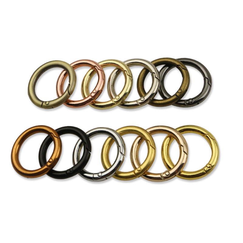 RW 10-61mm Metal Keyring Bag Strap Connector Buckle Zinc Alloy Handbag Hardware Round Spring Gate Circle Carabiner O Ring Hook