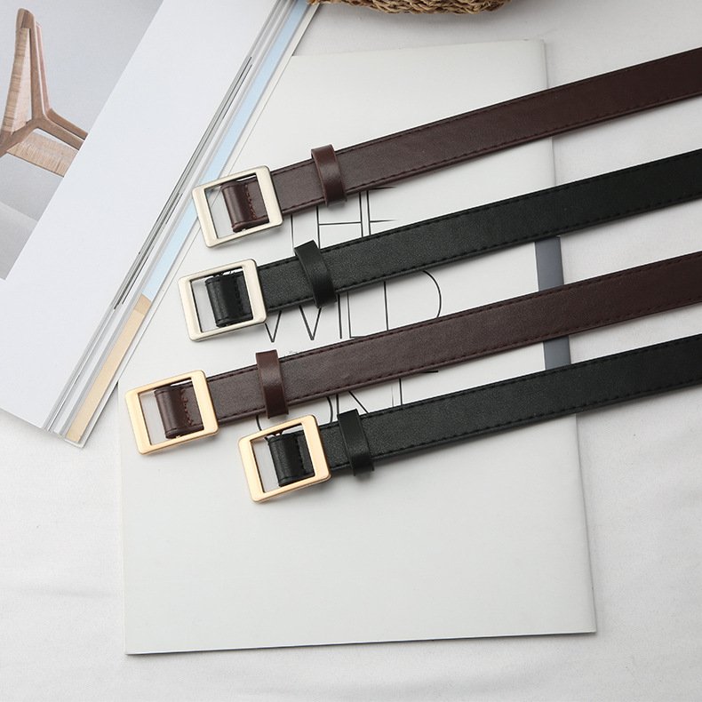 Ladies Square Buckle Belt Alloy Buckle Pu Leather Designer Fashion Fashionable Ladies Belt