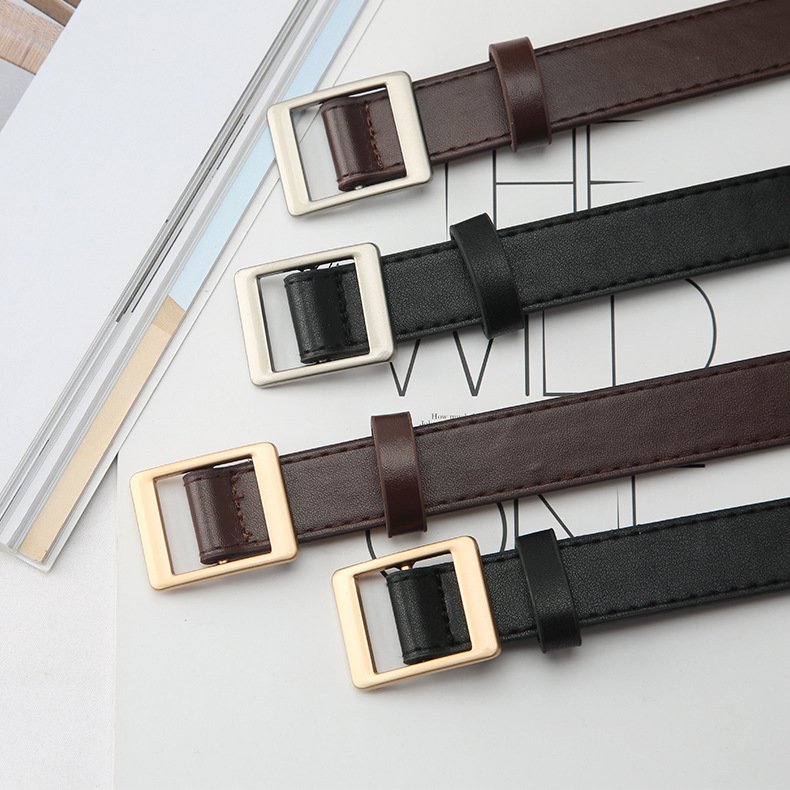 Ladies Square Buckle Belt Alloy Buckle Pu Leather Designer Fashion Fashionable Ladies Belt