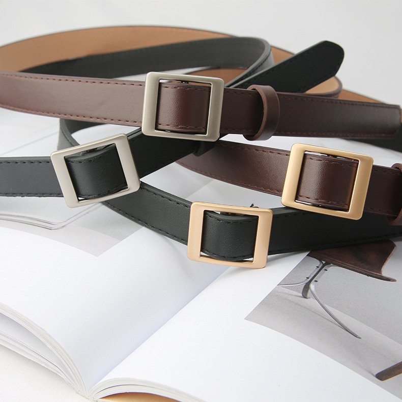 Ladies Square Buckle Belt Alloy Buckle Pu Leather Designer Fashion Fashionable Ladies Belt