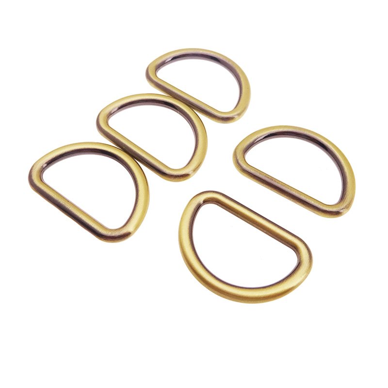 Wholesale Brushed Antique Brass Metal Alloy D Ring Buckle Dee Loop Ring For Purse Handbag
