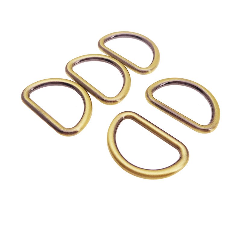 Wholesale Brushed Antique Brass Metal Alloy D Ring Buckle Dee Loop Ring For Purse Handbag