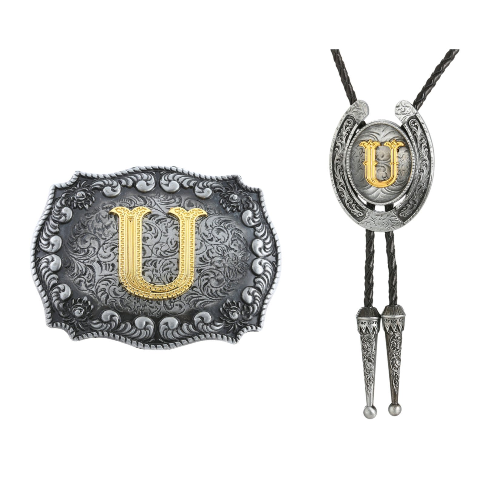 Classic Men's buckle Western Belt Buckle and Bolo Tie Combo Metal Accessories Set