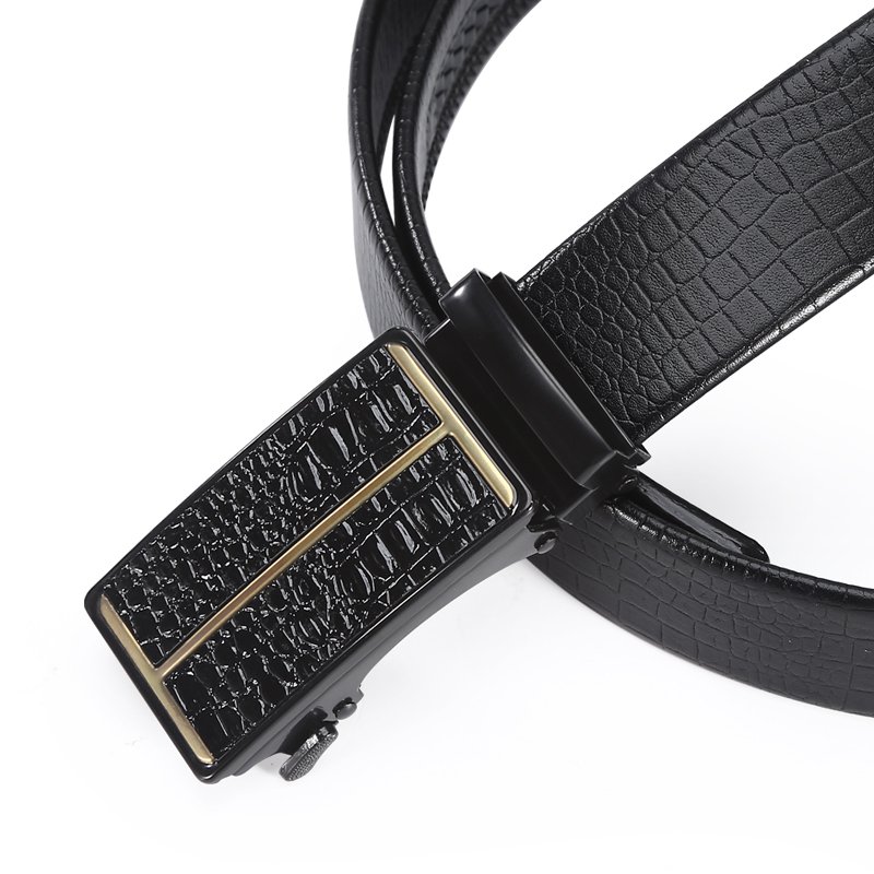 Men's automatic buckle business leisure belt with metal buckle